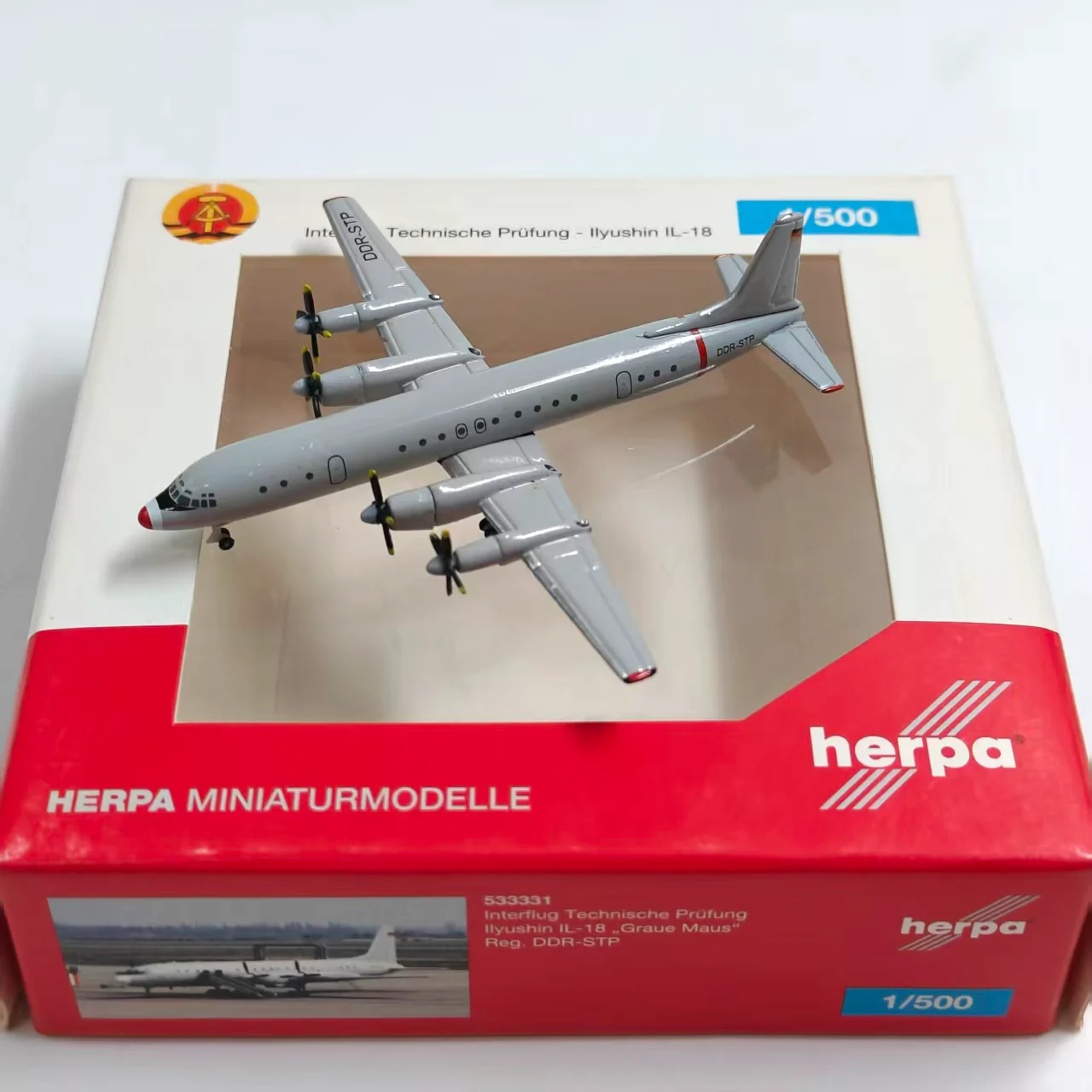 

Литые под давлением крылья Herpa, масштаб 1/500 533331 IL-18 Inter Fisk из сплава, модель самолета, Коллекционная игрушка, подарок, сувенир, украшение для дисплея