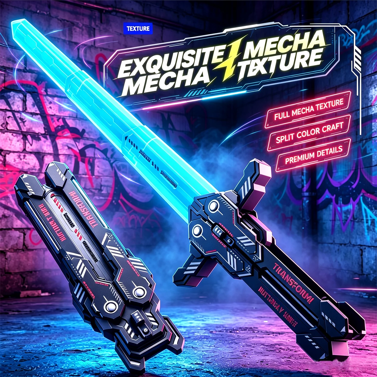 Mecha Butterfly Sword Toy, Retractable Glowing LED Light, Fidget Flip Knife Toy, Creative Stress Relief Gift for Kids Boys