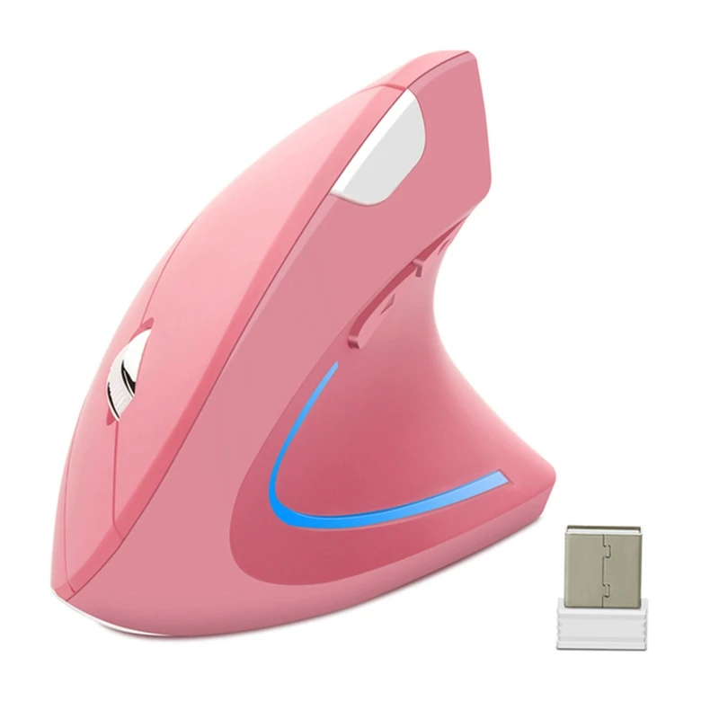 ABVJ-Pink ماوس عمودي لاسلكي خفيف الوزن LED 800/1200/1600 ديسيبل متوحد الخواص قابل للتعديل مريح الفئران حماية المعصم