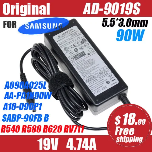 Orignal AD-9019S 90W 19V 4.74A AC Laptop Adapter For samsung RV711 R428 R410 R65 R520 R522 R530 R580 R560 R518 R410 R429 charger