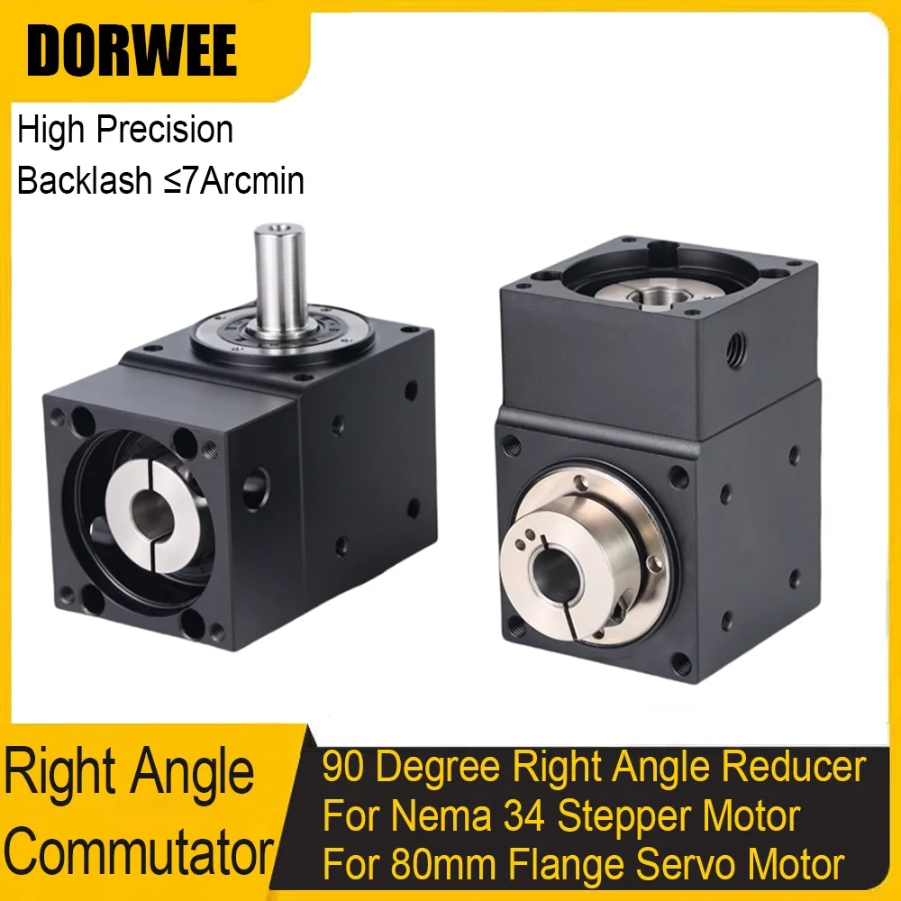 90° Right Angle Steering Gear Precision Commutator For Nema 34 86 Stepper 80 Servo Motor Single Dual Axis Or Hole Output Reducer