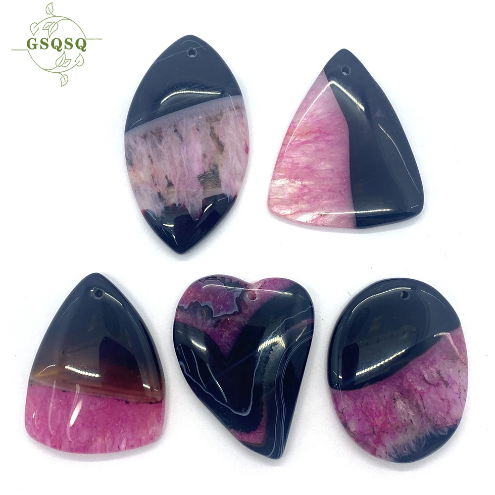 

5pcs/lot Smooth Agate Geometric Heart Shape Women's Pendant Geometric Craft Natural Stone Earrings Jewelry Making Accessories