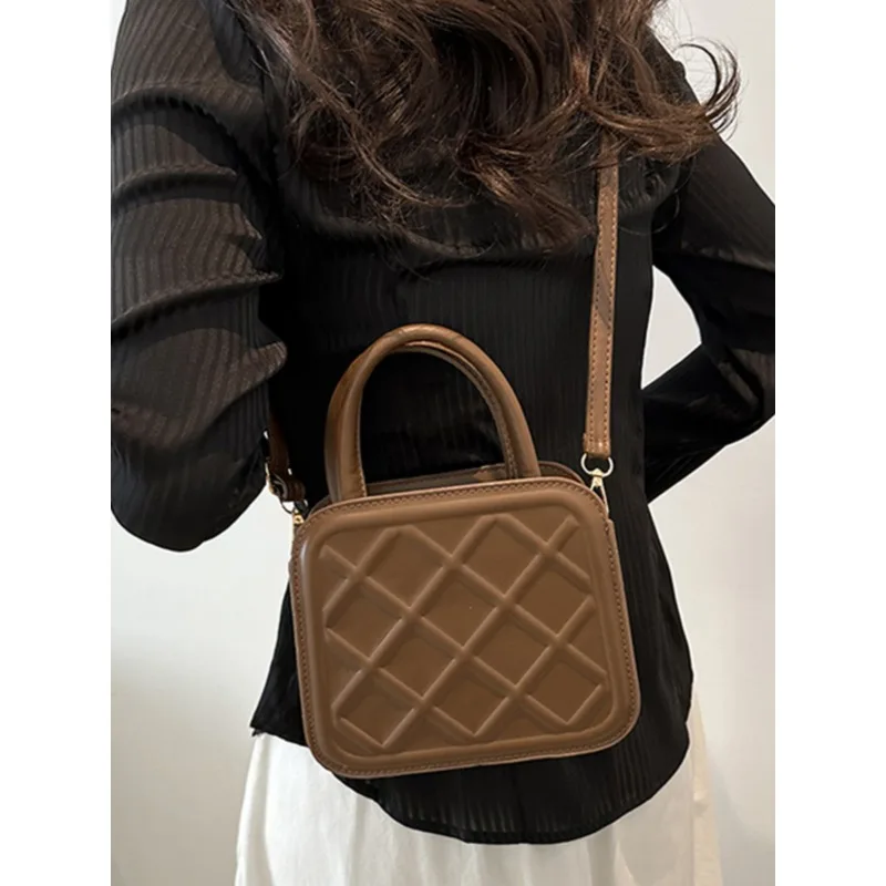 

Foufurieux Small Square Shoulder Crossbody Bags Women Fashion PU Leather Candy Color Top-Handle Handbags Ladies Messenger Bags