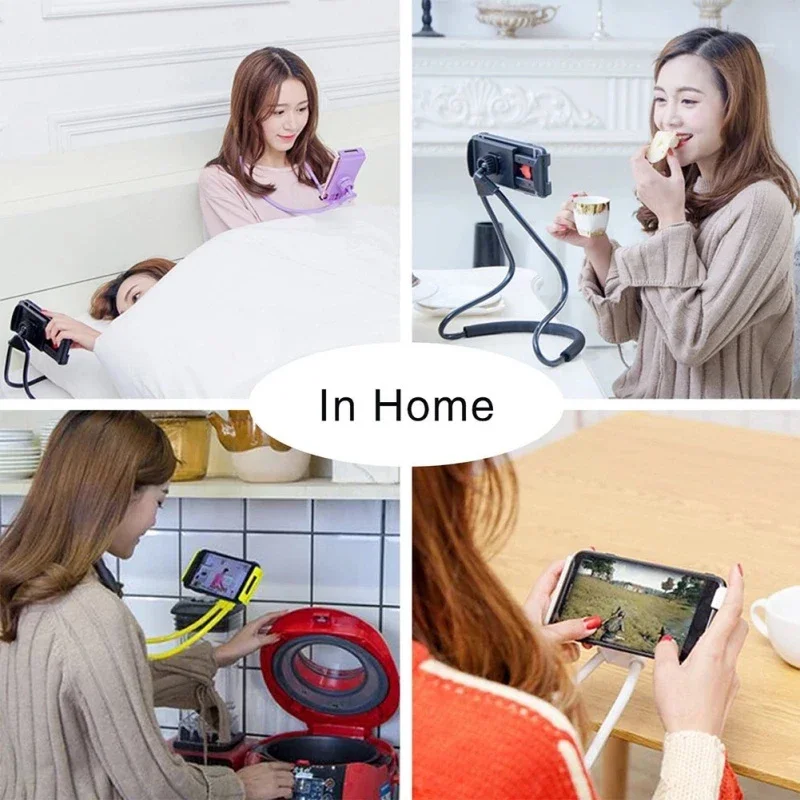 Flexible Mobile Phone Holder Hanging Neck Lazy Necklace Bracket Bed 360 Degree Phones Holder Stand For iPhone Xiaomi Samsung