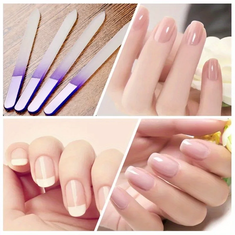 Limas de cristal de doble cara para uñas naturales y acrílicas, herramientas esenciales para manicura, 6 piezas