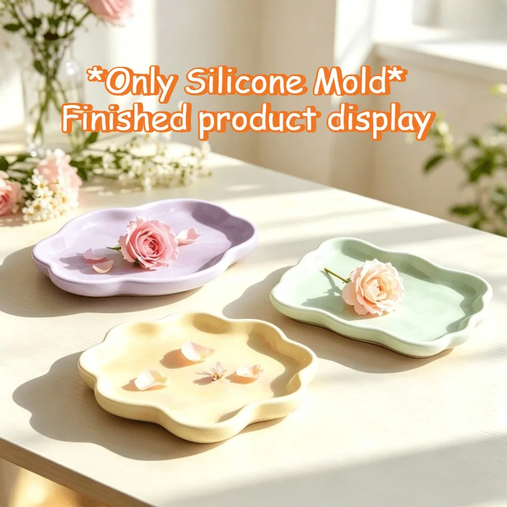 Lace Edge Square Tray Silicone Mould,Perfect Holiday Gift for Crafters, Christmas Halloween Thanksgiving Birthday Gift