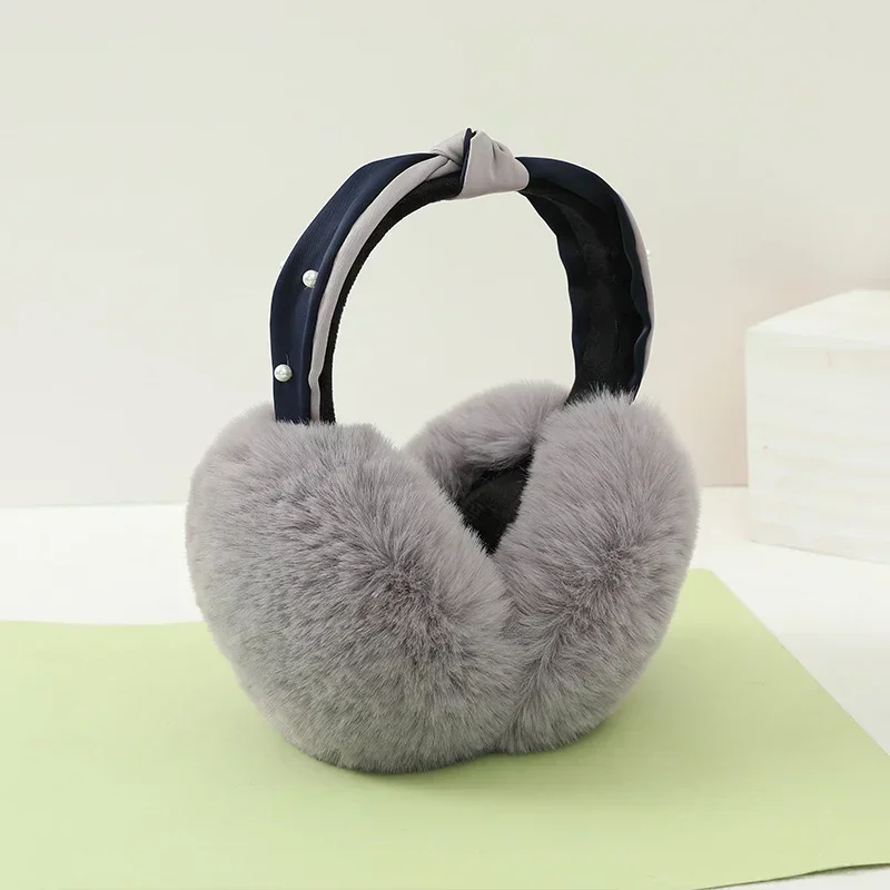 Pearl Fashion Warm Earmuffs Cute Plush Fur Headphones Fashion Unisex Ear Warmer Solid Color Girls Headband Ear Muff Ear Cover