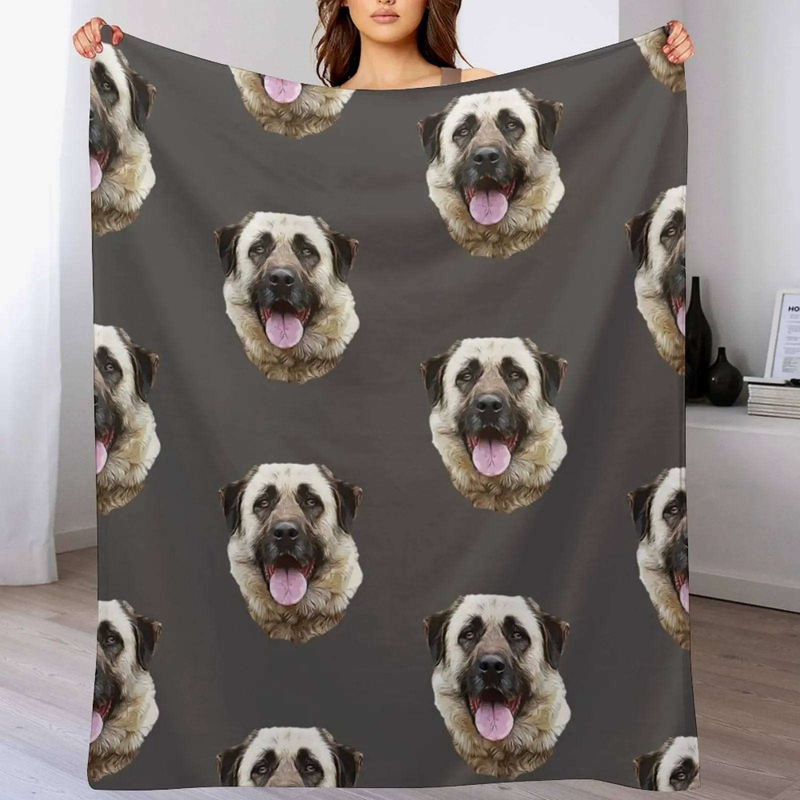 

Anatolian Shepherd Throw Blanket warm for winter Beautifuls Single Plaid Blankets