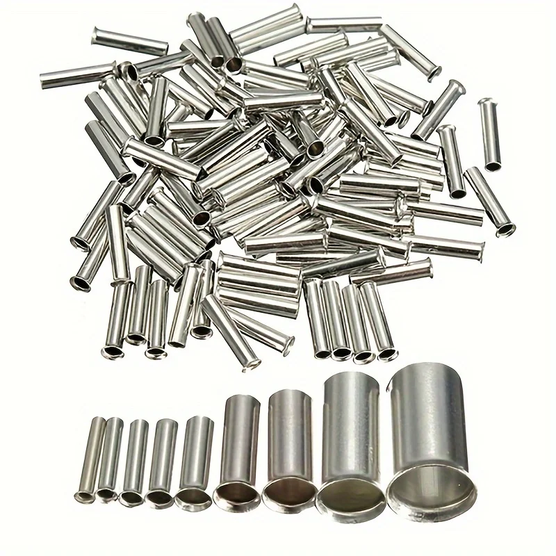 100PCS of tin plated copper wire terminals - non insulated wire connectors, 22-10AWG, size 8mm-16mm, suitable for cable terminal