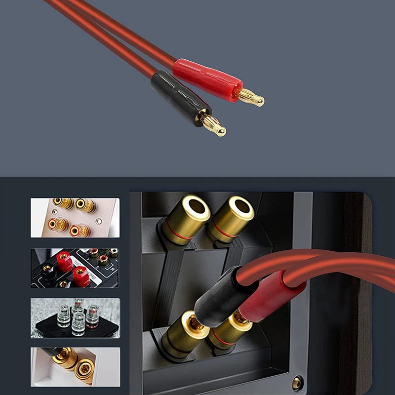 6.35mm 1/4 TRS to Banana Plug Speaker Cable, 6.35mm 3 Pole Speaker Cable with 4mm Banana Plug 2Pcs OFC HiFi Speaker Wire