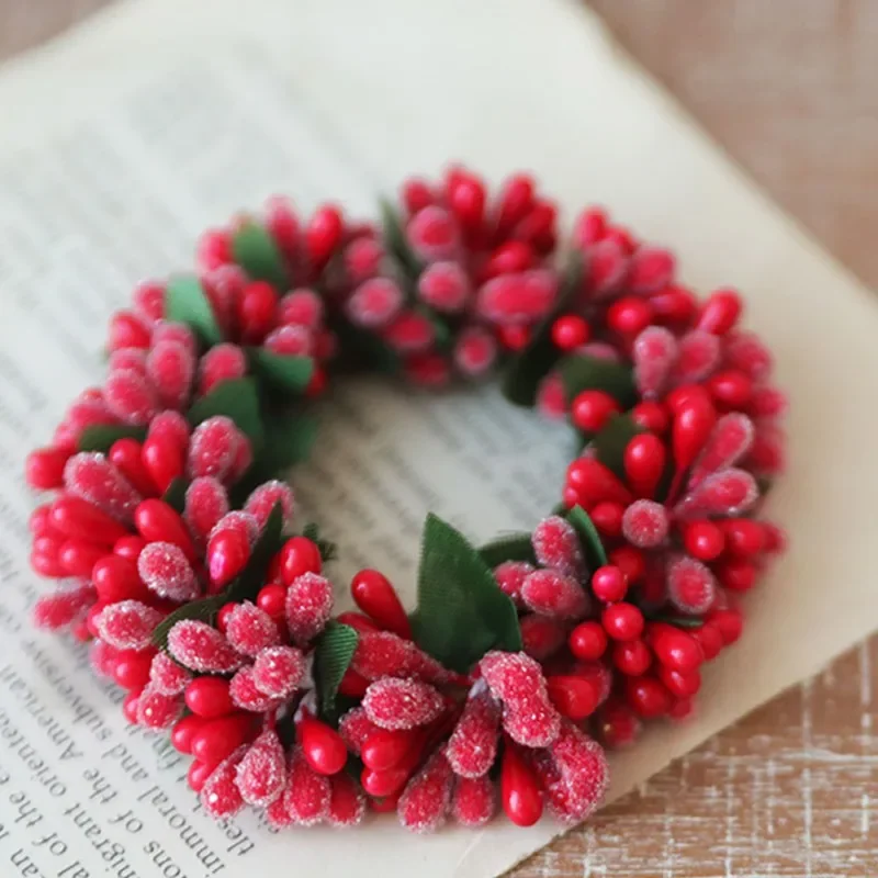 Red Berry Wreath Christmas Candle Garland Candle Holder Candlestick New Year Xmas Wedding Decor Farmhouse Home Decor