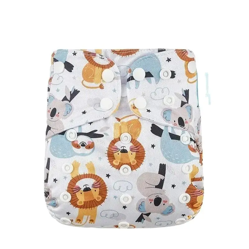 HappyFlute الحيوانات نمط صديقة للبيئة 3-15 كجم القطن العضوي الداخلية مزدوجة تسرب الحرس جيب الطفل القماش حفاضات الحفاض