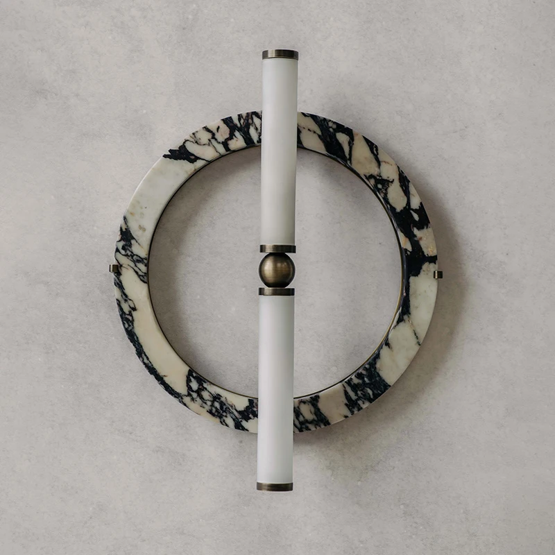 

Medieval French Silent calacatta violet Marble Wall Lamp Soft Decoration Designer Villa Model Room Luxury Stone Aisle Lamp