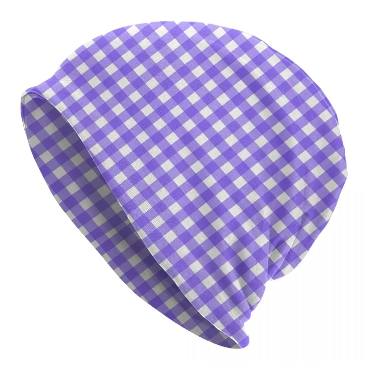 Blue And White Gingham Beanie Hats Checkerboard Casual Caps Men Women Outdoor Sport Knitted Hat Spring Custom Warm Beanie Hats