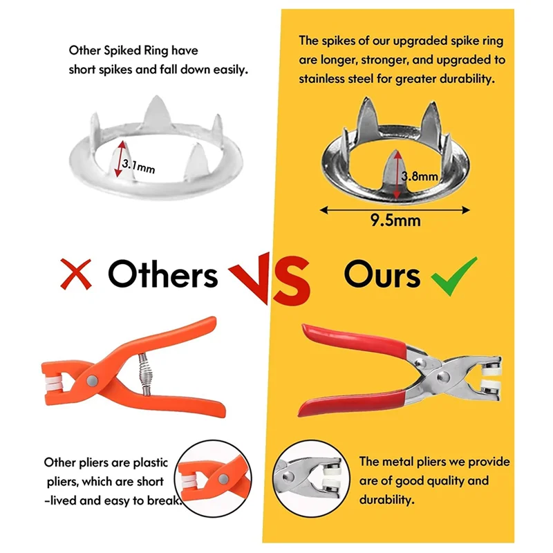 AT51-Snap Fasteners Kit 200 Sets، 9.5Mm Fabric Snaps Clothing Snaps بدون خياطة، أزرار من الفولاذ المقاوم للصدأ مع كماشة كبس