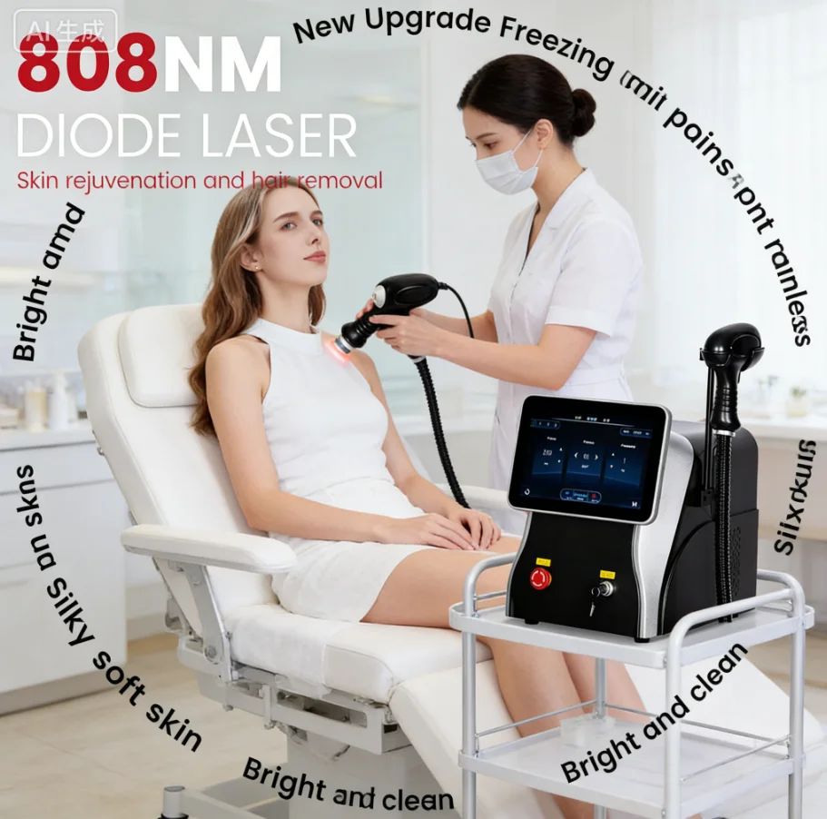 

Diode Laser Hair Removal 3 Wavelength Painless Skin Rejuvenation Equipment Max 2000w 705 1064808nm New Summer Ice Platinum