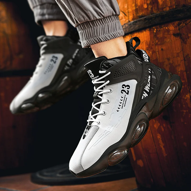 Men's Spring High Quality Trendy Shoes Thick Bottom Strap Basketball New Breathable Shock Absorbed Casual Sneaker Shoes 2025