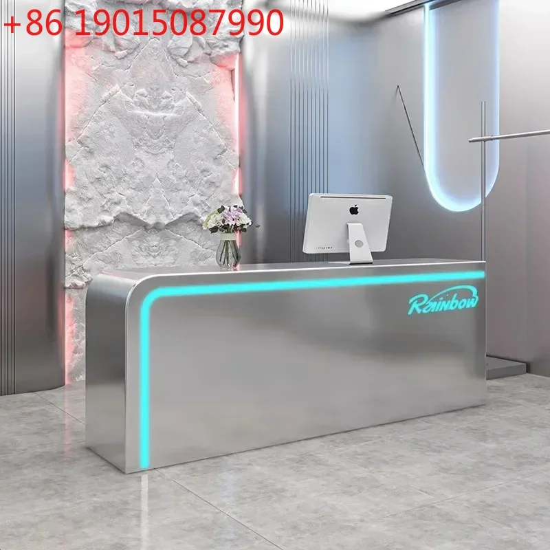 

Эстетичная стойка ресепшн для парикмахерской, длинная мебель для зоны оплаты, роскошная современная стойка для ресторана, парикмахерской, зоны ресепшн