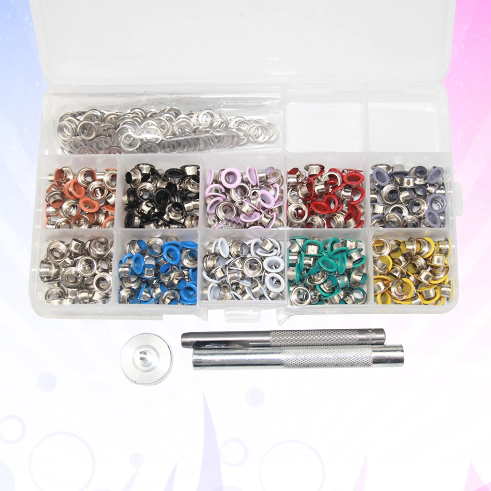 

400pcs 5Mm Grommets Kit Eyelets Button Install Tool Metal Punching Tools For Shoes Clothes Crafts Handbags