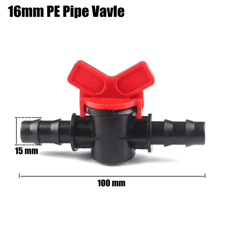20 pces 16mm pe válvula de esfera da tubulação micro mangueira de irrigação tipo soquete conector de água do jardim sistema de irrigação por gotejamento válvula de controle