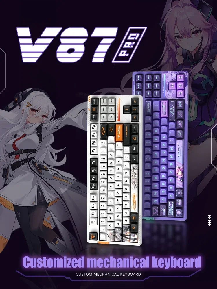 VGN V87 Pro Mini Wireless Mechanical Keyboard 2.4G Bluetooth Wired Gaming Keyboard RGB Hot-swap gamer Non-contact keyboard