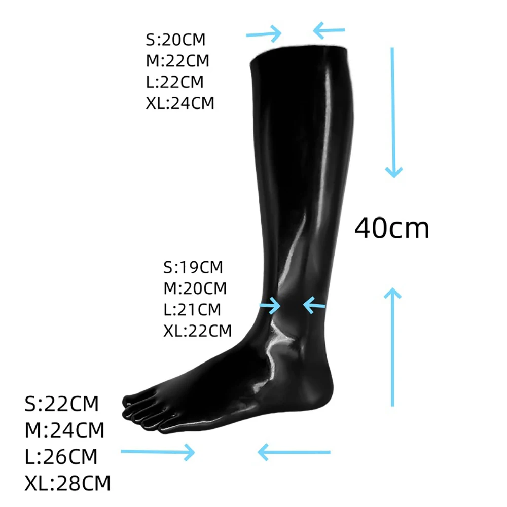 Handmade Splicing Styles Black Latex Knee High Stockings with Toes Cosplay Zentai Latex Long Stockings