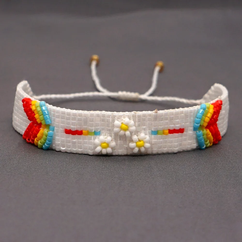 Rice Ball Bracelet  Hand woven  Devil's Eye  rainbow  five-pointed star  personality  Bohemia  Adjustable  Unisex  Beaded Bracel