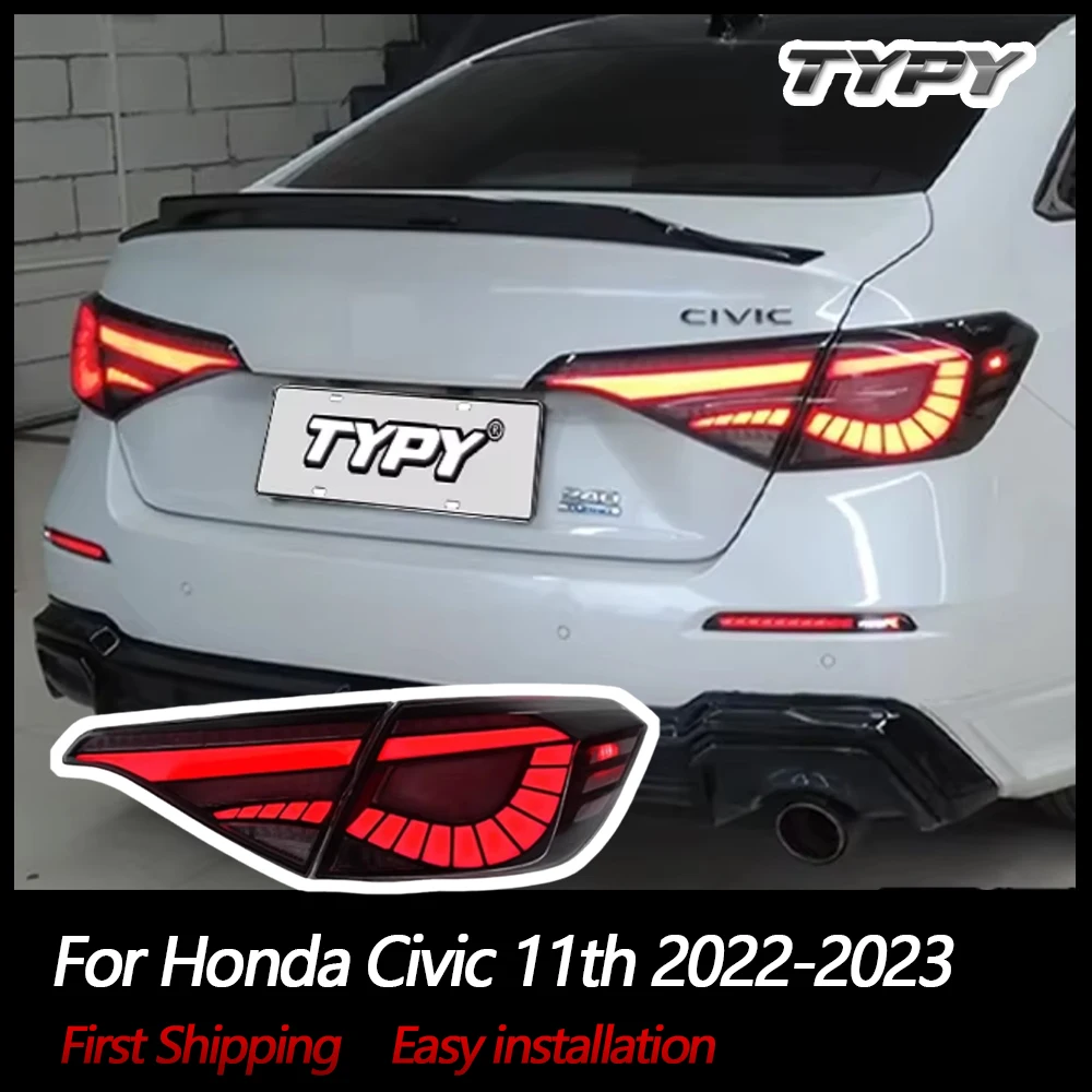 

TYPY автомобильные задние фонари для Honda Civic 11th 2022-2023 светодиодные автомобильные задние фонари дневные ходовые огни динамические автомобильные аксессуары