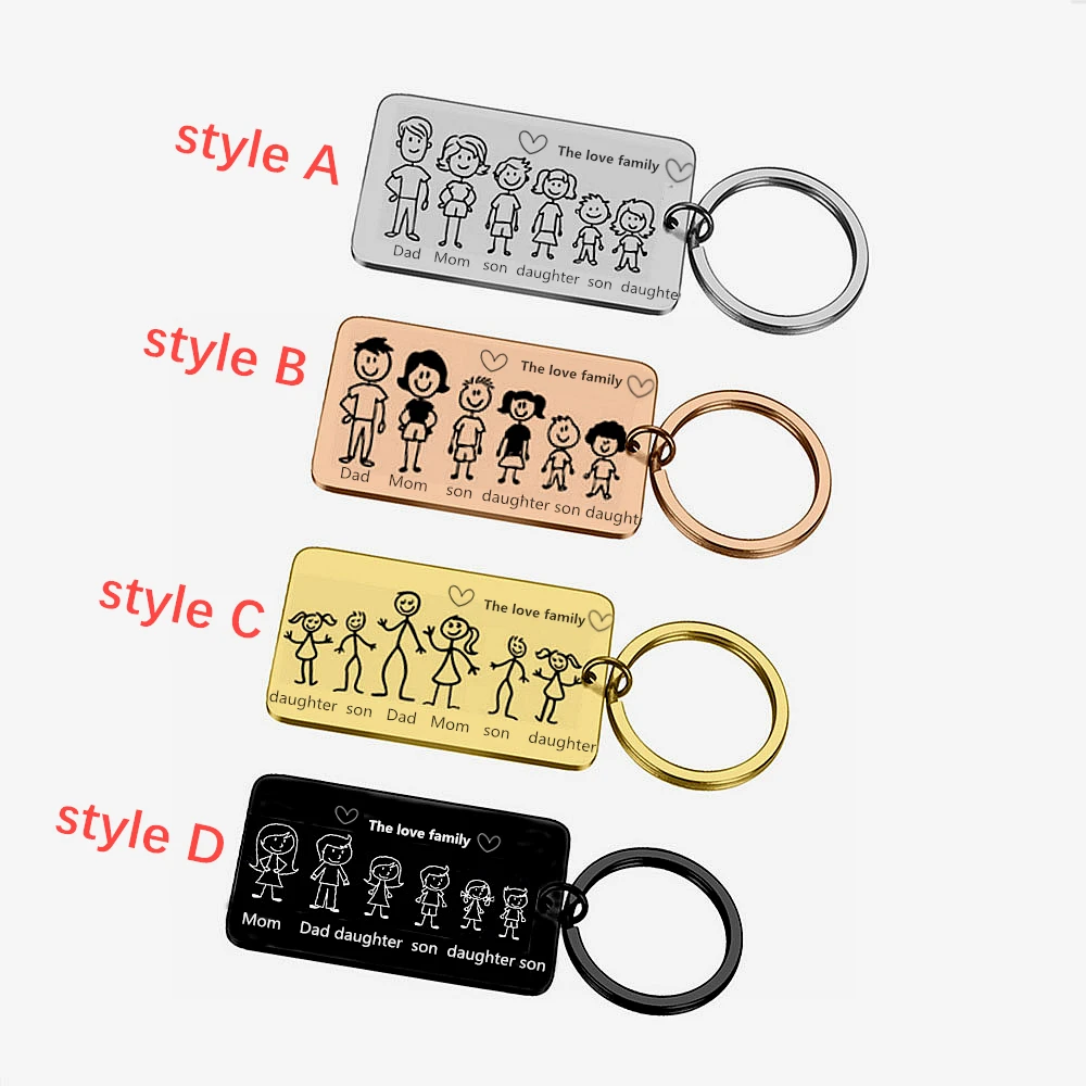 Family Love Keychain Customized Name Personalized Keyring Gift for Him Parents Children Present Bag Charm Families Member Gift view 3