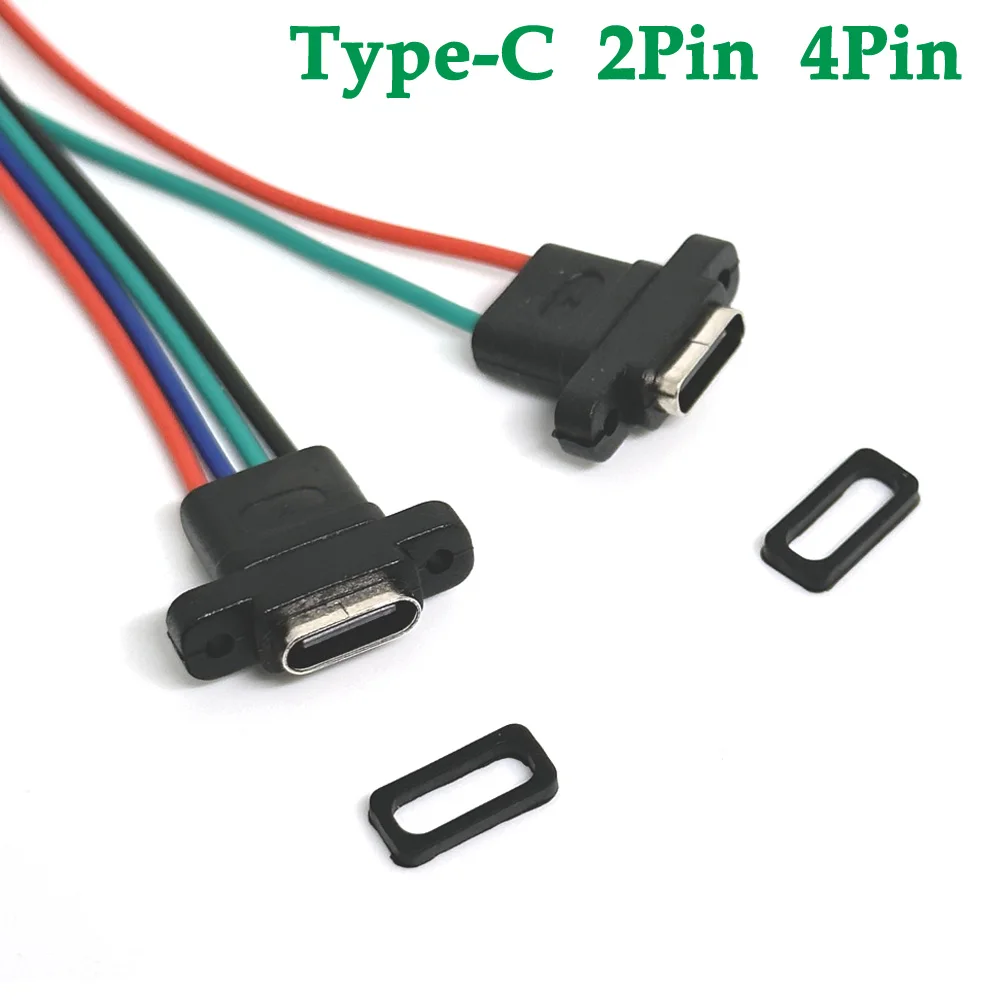 

USB 3.1 Connector Type-C 2P 4P SMD SMT Welding Wire Female Waterproof Female Socket Rubber Ring High Current Fast Charging port