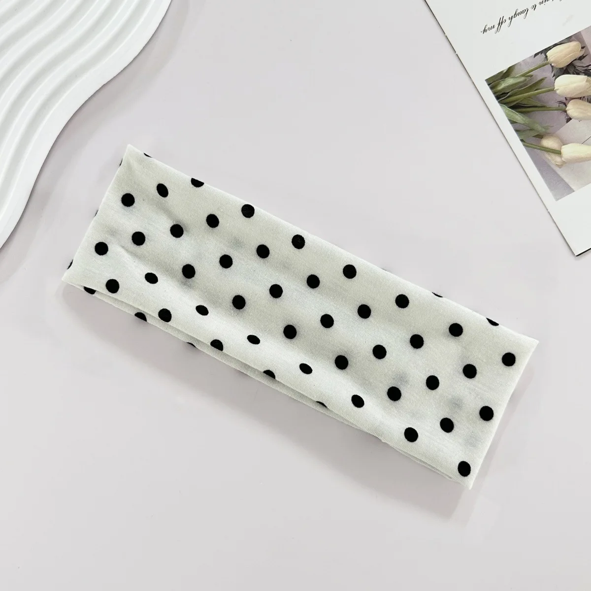 1 Stück gepunktetes elastisches Yoga-Stirnband – modisches Make-up-Stirnband mit Punktmuster, schweißabsorbierendes Haarband für Sport und Fitness – Detail 11