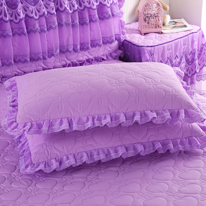 Thickened Cotton Princess Style Lace Trimmed Pillowcase Pair Soft Comfortable Machine Washable All Season Home Use Rectangula...