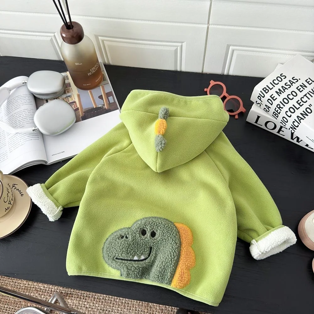 RAISE 2026 Autumn Winter Baby Girls Outerwear Coat Loose Thicken Warm Kids Girls Hooded Jackets Plush 1-6Yrs Girls Cartoon Coats