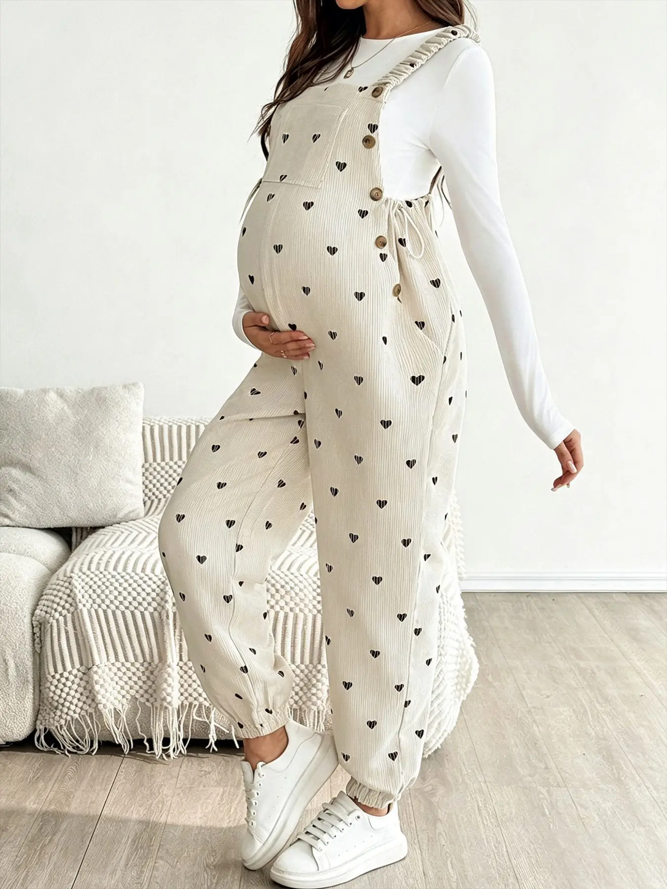 Autumn Winter Corduroy Maternity Clothes Adjustable Overalls Long Pants Loose Casual Pregnant Women Wide Leg Jumpsuits Rompers