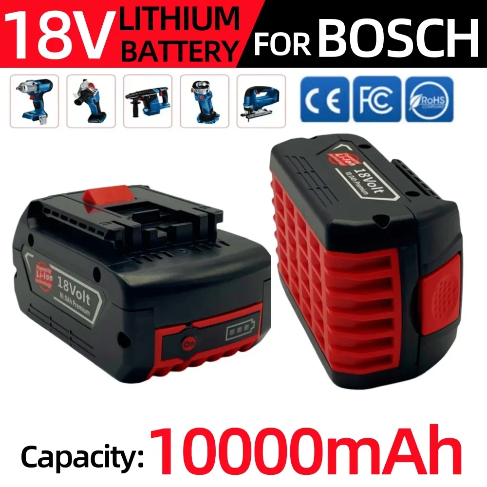 

18V 10000mAh For BOSCH Rechargeable Lithium Battery Power Tool Backup Portable Replacement GBA GSR BAT608 BAT609 Indicator Light