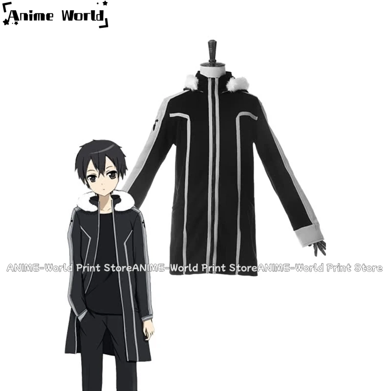 

《Custom Size》Anime Sword Art Online Game Kirigaya Kazuto Coat Cosplay Costume Halloween Costumes