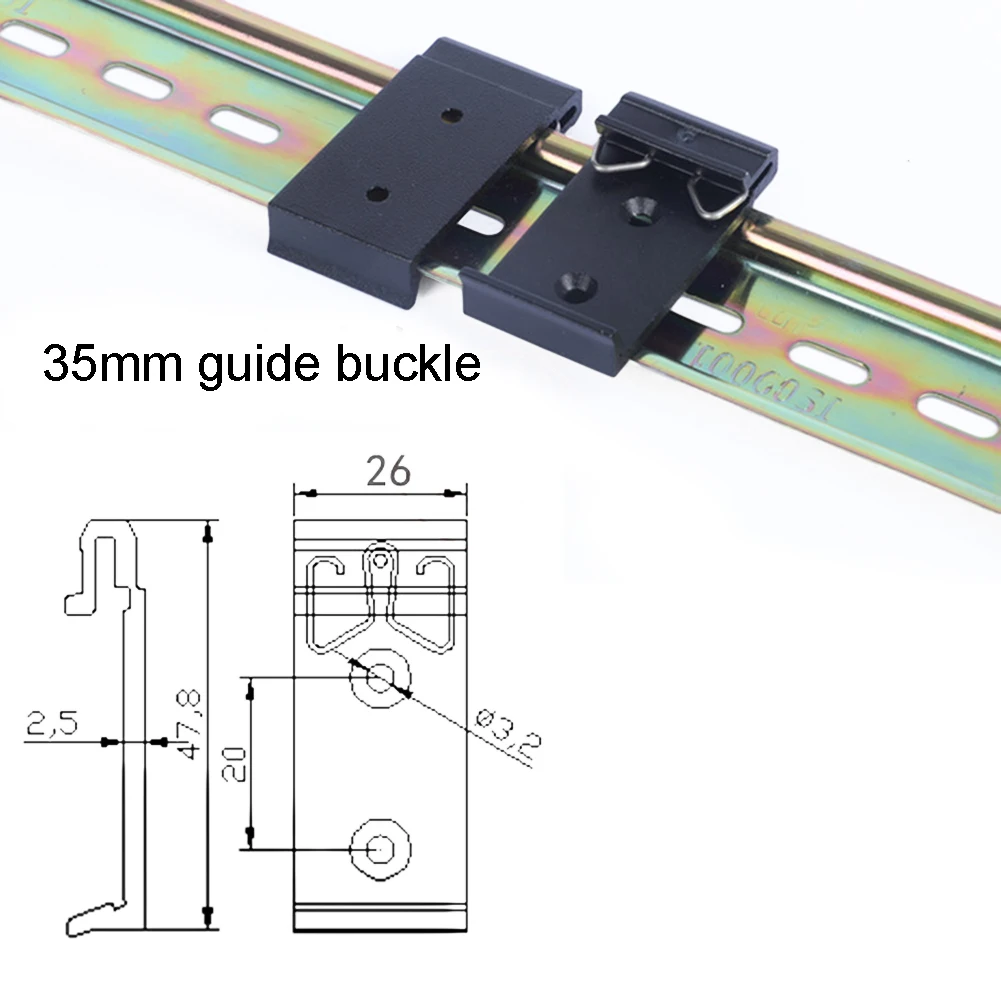 5PC DIN35mm Metale DIN Rail Fixed Clamp Clip Relay C45 Mounting Buckle Simple Fixing Rack With Mounting Holes Rail