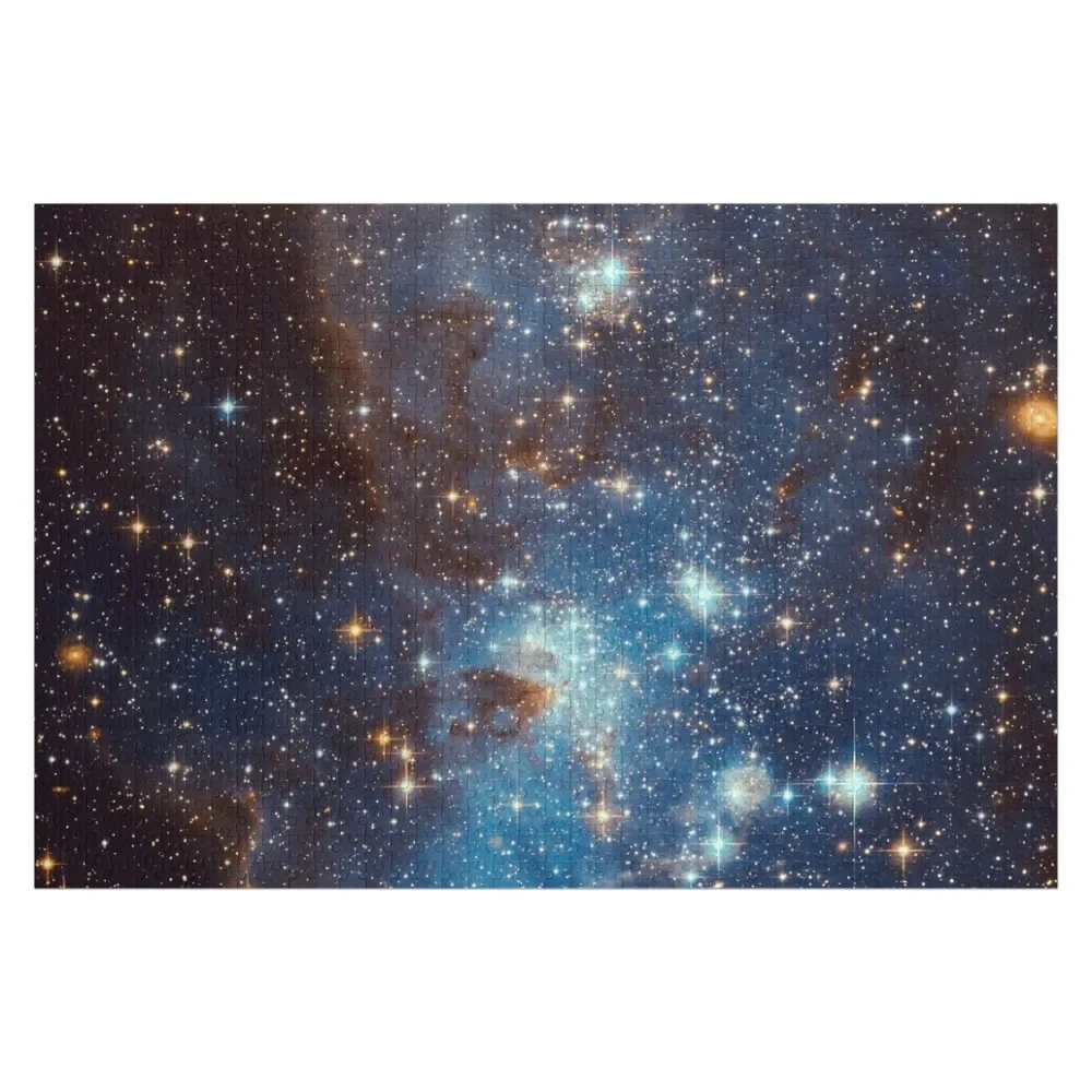 Blue Nebula Stars Space Jigsaw Puzzle Personalized Gift Wooden Decor Paintings Custom With Photo Personalized Wooden Name Puzzle
