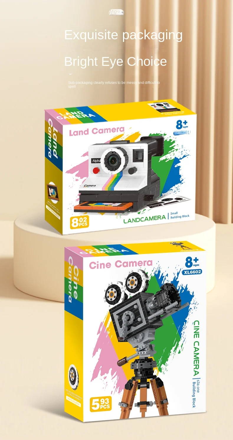 802 stücke Mini Baustein Vintage Modell Polaroid Retro Kamera Erwachsene Sammlung Ornamente IDEEN Serie Spielzeug Mädchen Geburtstag Geschenke – Detail 10