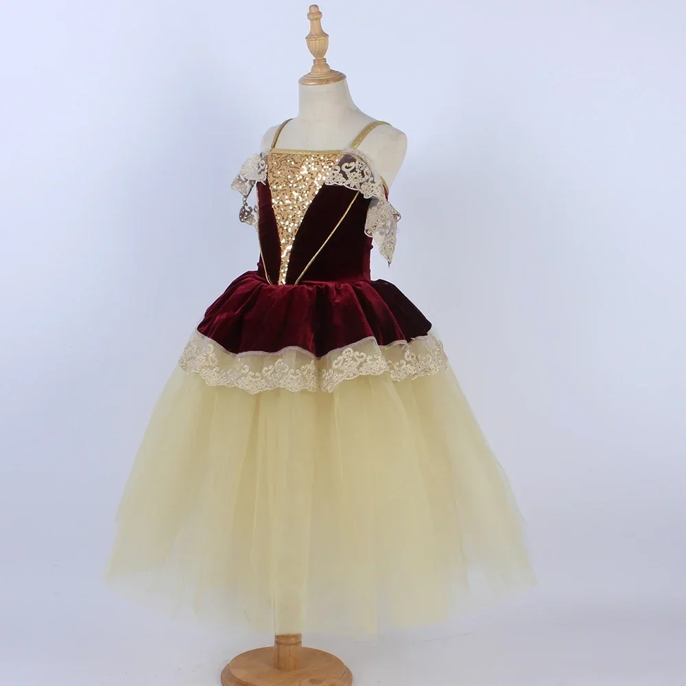 Robe en gaze pour enfants, jupe longue Tutu de palais, Costume de spectacle sur scène