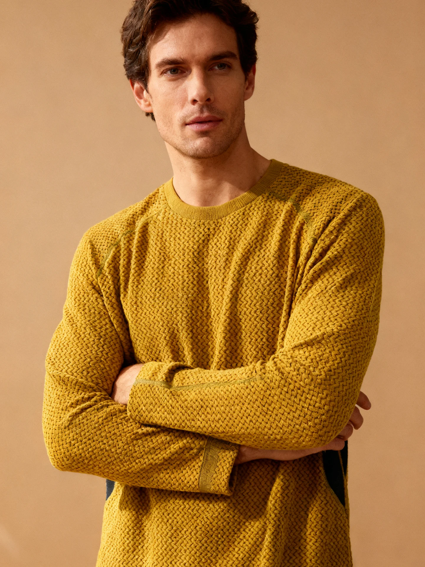 Men's Outdoor Casual round Neck Base Shirt Sweatshirt Double-sided Fleece Loose Fit Polyester Long Sleeve Thermal Top