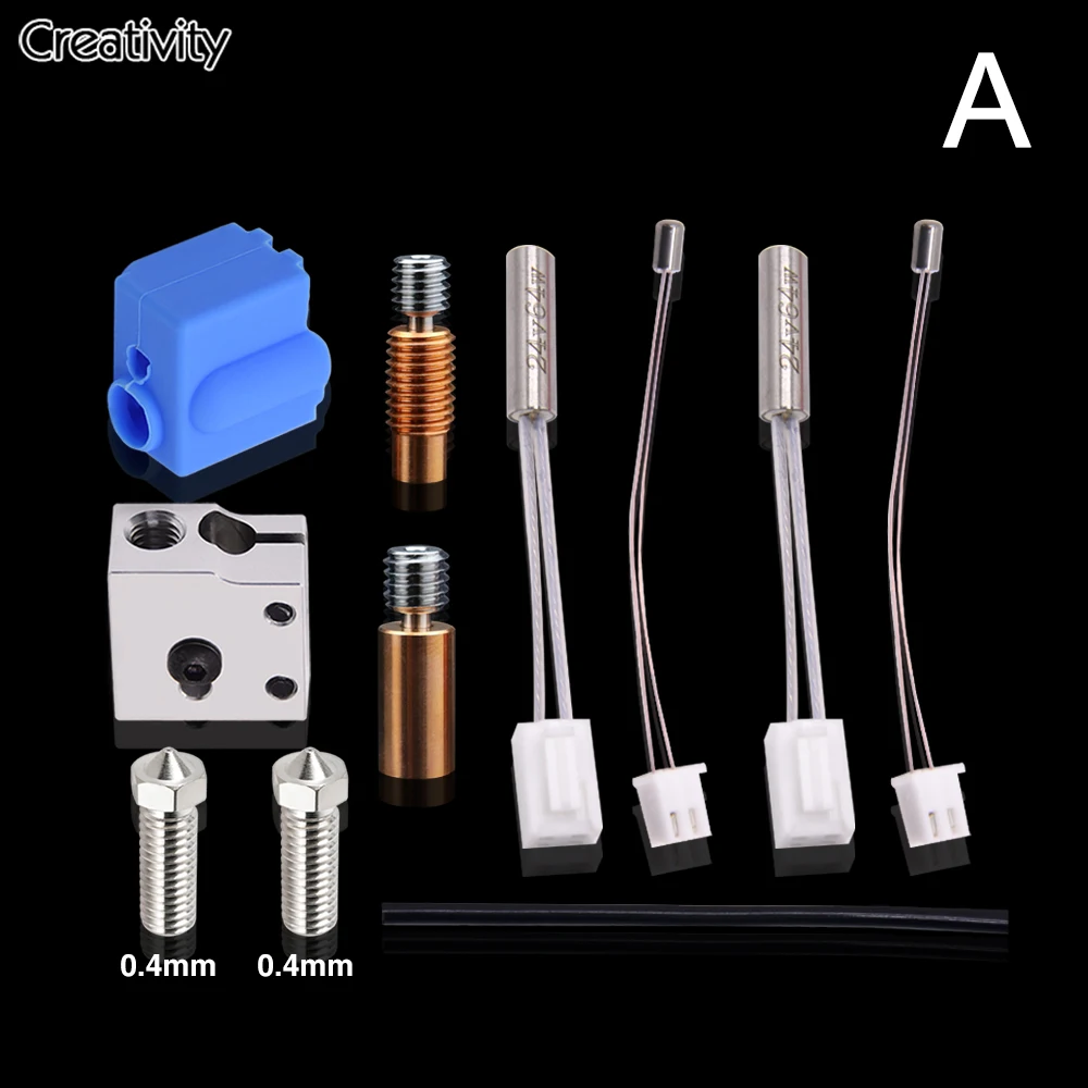 3D 포병 Sidewinder X1 & Genius 실리콘 커버 도금 구리 화산 노즐 Bi-metal Heat break Cartridge Heater Thermister