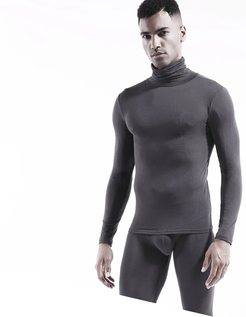 2022 new Mens Thermal Turtle Neck Skivvy Turtleneck Sweaters Stretch Shirt Tops T-shirt men men\'s Underwear Running Skinny gym