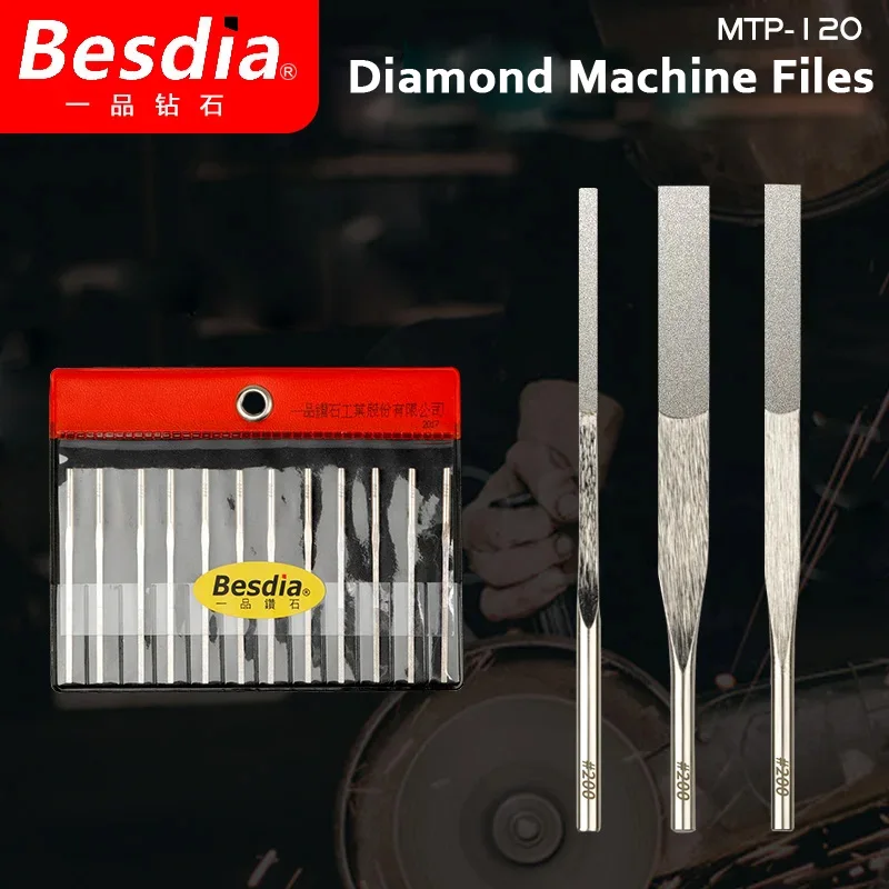 

12PCS/SET Besdia Diamond Tapered Machine file set MTP-120 Diamond alloy Ultrasonic reciprocating file vibrating short file 2~6mm