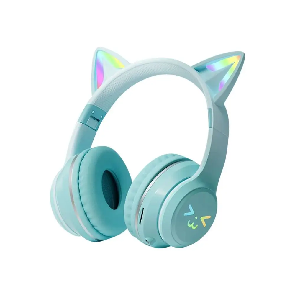 

ABS Cat Ear Bluetooth Earphones Wireless Over Ear Gradient Wireless Headphones Bluetooth Protective Cat Ear Over Ear Earphones