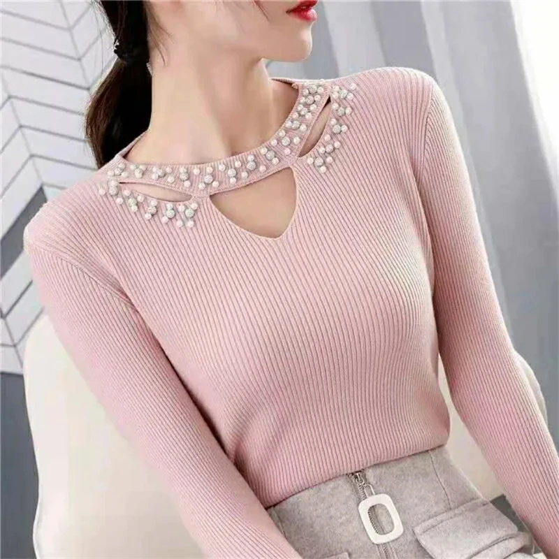 Women Autumn Winter Sweater Vintage Solid Basic Knitted Tops Casual Slim Pullover Sweaters Fashion Soft Solid Jumper Knitwear