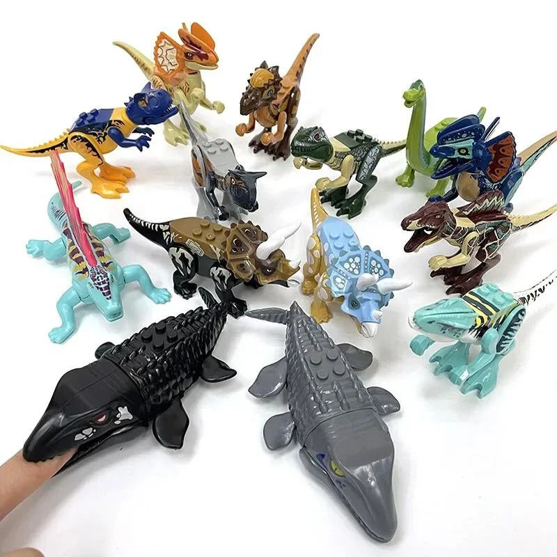 Sea World Adventure Dinosaurs Animals Mosasaurus Shark Model Building Blocks Enlighten Action Figure Bricks Toys For Children