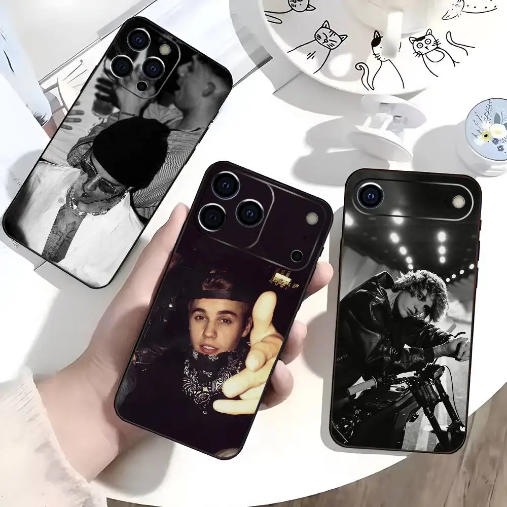 

JB J-Justin B-Bieber Phone Case For iPhone 17,16,15,14,13,12,11 Plus,Pro Max,XS,Soft Black Cover