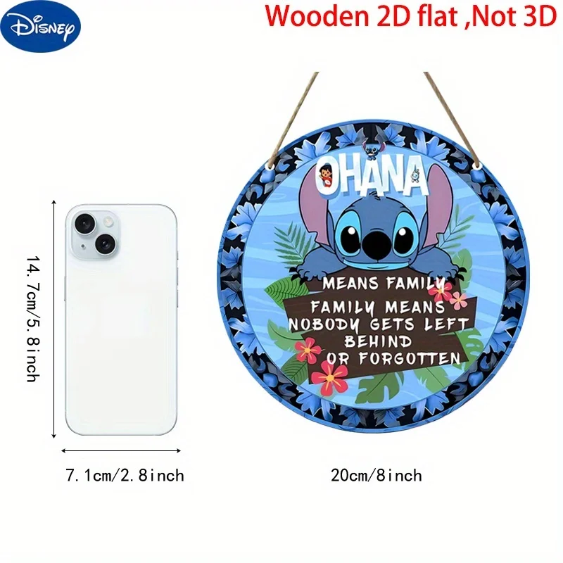 مسطح ثنائي الأبعاد، قطعة واحدة من لافتة تعليق خشبية مستديرة، 20.32 × 20.32 سم، خشب معاد تدويره، موضوع الرسوم المتحركة، توجيه عرضي، بدون كهرباء