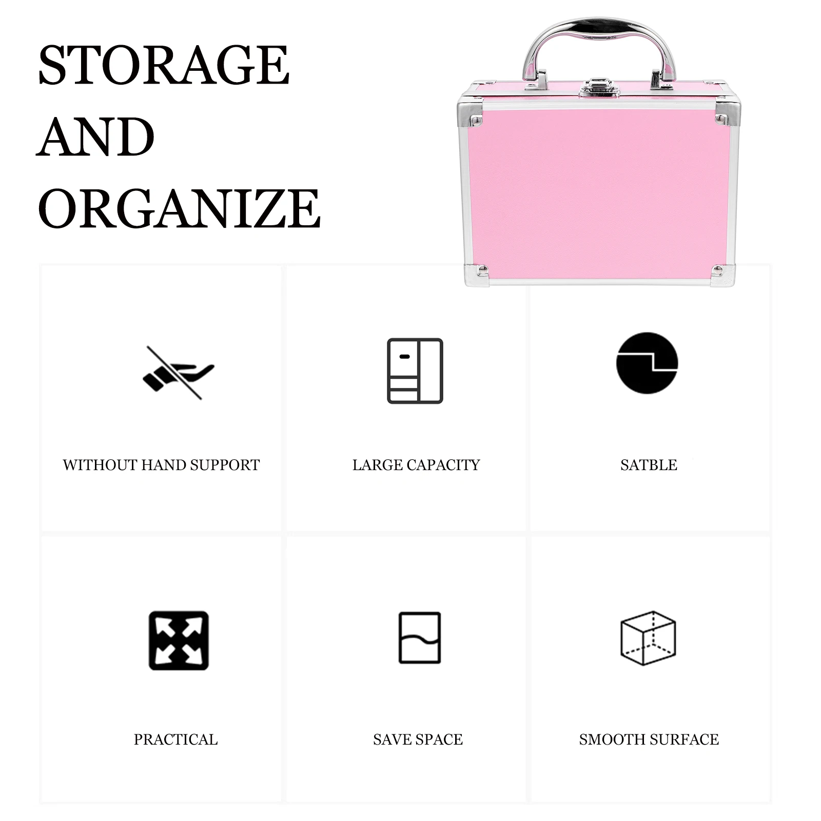 

Aluminum Pink Case Small Size Portable Makeup Travel Organizer Storage Tool Box Toiletry Bag Vanity Box